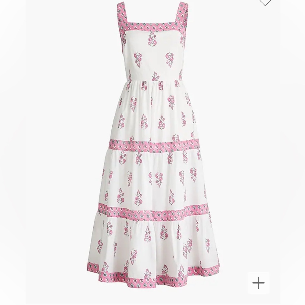 J. Crew Block Print tiered midi dress NWT